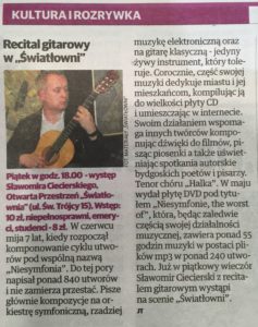 Artykuł w Expressie Bydgoskim o recitalu gitarowym Sławomira Ciecierskiego